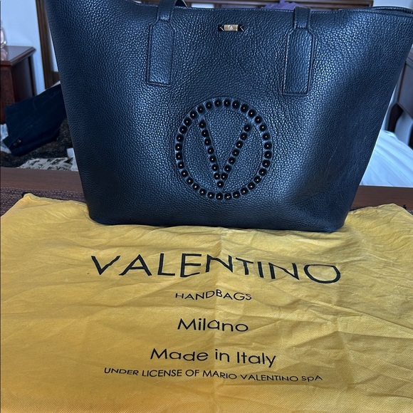 Valentino Black Studded Leather Tote - Picture 1 of 16